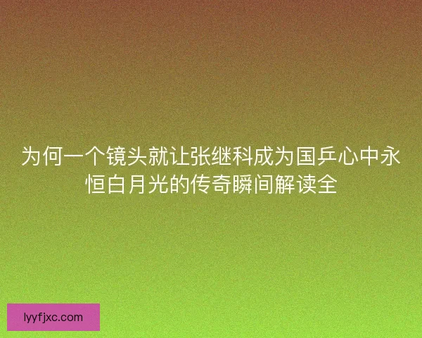 为何一个镜头就让张继科成为国乒心中永恒白月光的传奇瞬间解读全